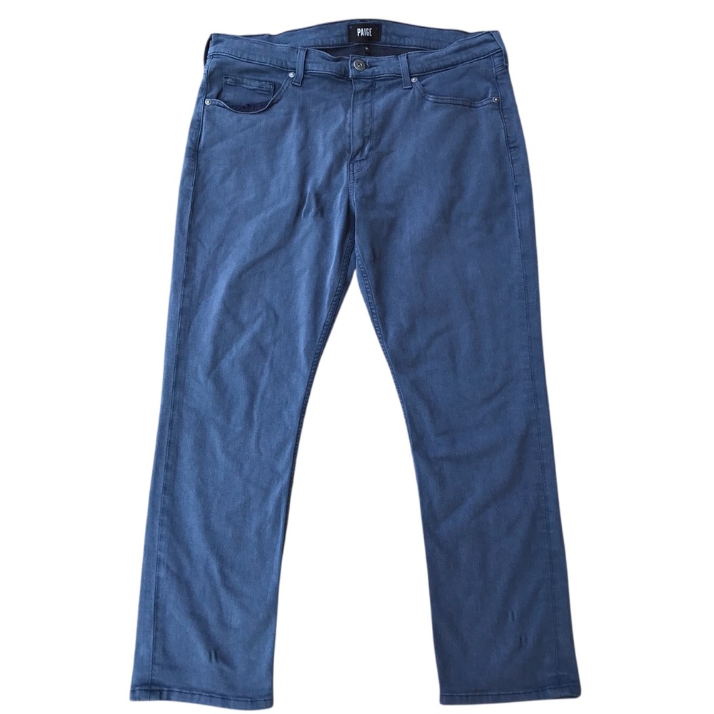 Paige Pants Blue Chinos Flat Front Cotton Blend Stretch Men's Waist 36 Inseam 28